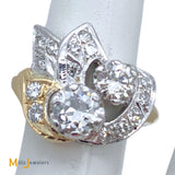 14K White Yellow Gold 1.06ctw Diamond Tutone Cocktail Ring Size 6