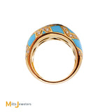 18K Yellow Gold Roberto Coin Turquoise 0.72ctw Diamond Mosaic Ring Size 6.5