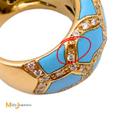 18K Yellow Gold Roberto Coin Turquoise 0.72ctw Diamond Mosaic Ring Size 6.5