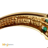 14K Yellow Gold 1.13cw Emerald and 0.24ctw Diamond Cocktail Halo Ring Size 6.75