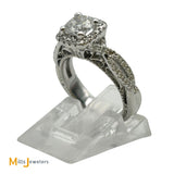 Verragio 14K White Gold .70ct Round Brilliant Diamond 1.02ctw Halo Engagement Ring Size 3.5