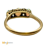 14K Yellow Gold Vintage 0.12ctw Diamond and Fire Opal Three Stone Band Ring Size 8