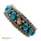 James Shay Navajo 0.80ct Diamond and Turquoise Sterling Silver 925 Cuff Bracelet