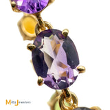 14K Yellow Gold Multicolor Oval Gemstone Tennis Link Bracelet 6.5"