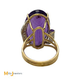 14K Two-Tone Yellow and White Gold Oval-Shaped 29ct Amethyst and 0.36ctw Diamond Cocktail Ring Size 8.25