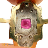 Antique 9k Two-tone Gold 0.58ct Ruby and 0.12ctw Diamond Art Deco Ring Size 6.75