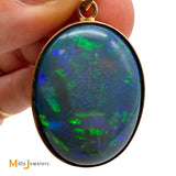 14K Yellow Gold 35.4ct Oval Australian Fire Opal Bezel Set Slide Pendant