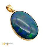 14K Yellow Gold 35.4ct Oval Australian Fire Opal Bezel Set Slide Pendant