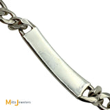 Sterling Silver 925 Figaro Chain Blank ID Bracelet Size 7"