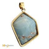 14K Yellow Gold Crazed Asymmetrical Australian Fire Opal Bezel Set Slide Pendant