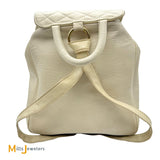 Vintage Chanel Double C Cream Lambskin Drawstring Flap Backpack