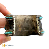 Vintage Signed MM Sterling Silver 925 Turquoise Frame Cuff Bracelet