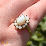 9K Yellow Gold Opal Cluster Ring Size 5.25