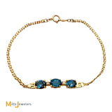 Vintage Atlantic Jewelry Co. 14K Yellow Gold 2.19ctw Blue Topaz and 0.02ctw Diamond Bracelet