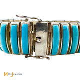 Vintage Betty Thomas Sanel Navajo Sterling Silver 925 Turquoise Link Bracelet 7"