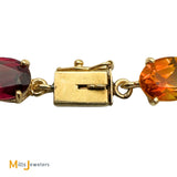 14K Yellow Gold Multicolor Oval Gemstone Tennis Link Bracelet 6.5"