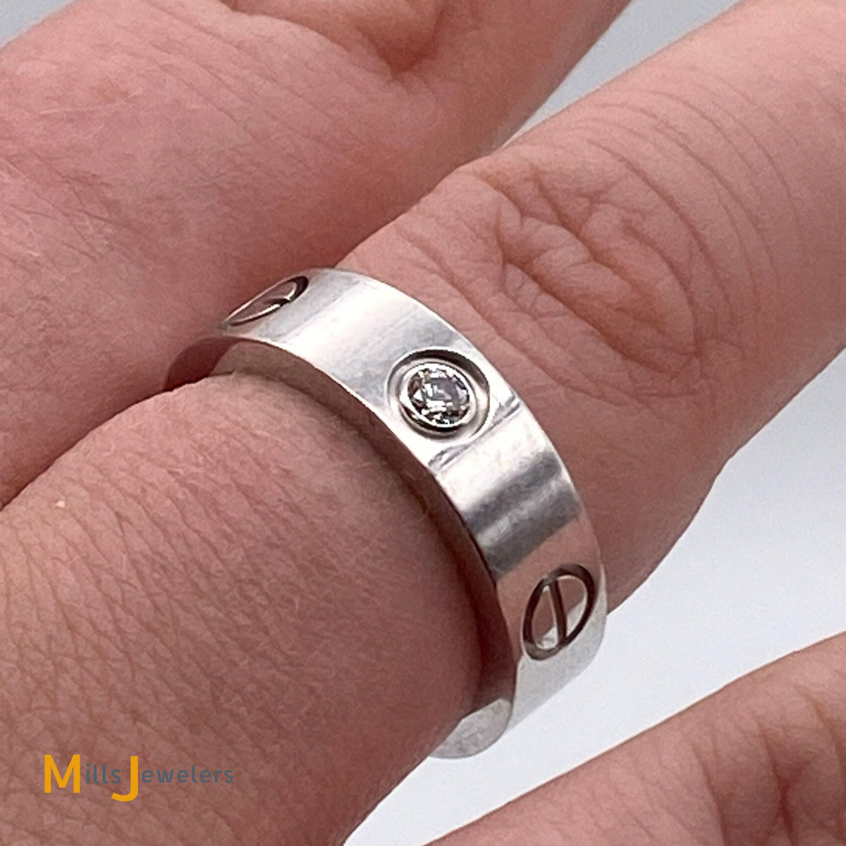 Cartier 18K White Gold 3-Diamond Love Ring with