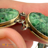 14k Yellow Gold Hand-Carved Jade 12.25ctw Link Bracelet Size 7.25