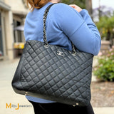 Chanel Quilted Caviar Leather Black Totes Classic Timeless Tote 2018-2019