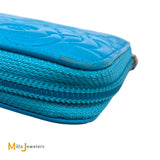 Chanel Camellia Embossed Blue Lambskin Continental Wallet