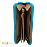 Chanel Camellia Embossed Blue Lambskin Continental Wallet