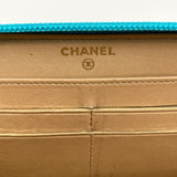Chanel Camellia Embossed Blue Lambskin Continental Wallet