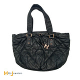 Vintage Chanel Black Quilted Cloudy Bundle East West Tote Bag 2005-2006