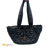 Vintage Chanel Black Quilted Cloudy Bundle East West Tote Bag 2005-2006