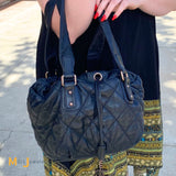Vintage Chanel Black Quilted Cloudy Bundle East West Tote Bag 2005-2006