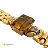 Vintage 18K Yellow Gold 67.5ct Citrine and 0.72ctw Diamond Link Bracelet