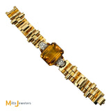 Vintage 18K Yellow Gold 67.5ct Citrine and 0.72ctw Diamond Link Bracelet