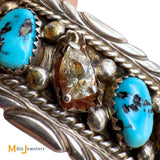 James Shay Navajo 0.80ct Diamond and Turquoise Sterling Silver 925 Cuff Bracelet