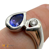 Legend Jewelry 14k White Gold 0.75ct Tanzanite and 0.11ct Diamond Bypass Ring Size 6.75
