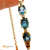 Vintage Atlantic Jewelry Co. 14K Yellow Gold 2.19ctw Blue Topaz and 0.02ctw Diamond Bracelet