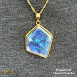 14K Yellow Gold Crazed Asymmetrical Australian Fire Opal Bezel Set Slide Pendant