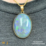 14K Yellow Gold 35.4ct Oval Australian Fire Opal Bezel Set Slide Pendant