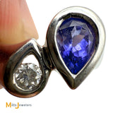 Legend Jewelry 14k White Gold 0.75ct Tanzanite and 0.11ct Diamond Bypass Ring Size 6.75