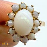 9K Yellow Gold Opal Cluster Ring Size 5.25