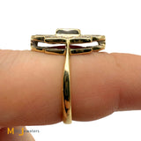 Antique 9k Two-tone Gold 0.58ct Ruby and 0.12ctw Diamond Art Deco Ring Size 6.75