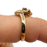 Signed 14K Yellow Gold 0.62ctw Baguette and Round Brilliant Diamond Band Ring Size 6.5