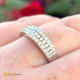 18K White Gold 0.37ctw Diamond 3 Row Band Ring Size 7.75