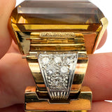 Vintage 18K Yellow Gold 67.5ct Citrine and 0.72ctw Diamond Link Bracelet