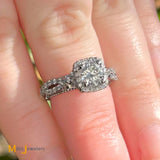 Verragio 14K White Gold .70ct Round Brilliant Diamond 1.02ctw Halo Engagement Ring Size 3.5
