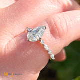 GIA Certified 14K White Gold 1.19ct Pear Brilliant Diamond 1.49ctw Ring Size 4
