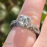Verragio 14K White Gold .70ct Round Brilliant Diamond 1.02ctw Halo Engagement Ring Size 3.5