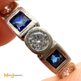Vintage Platinum 0.64ctw Sapphire and 0.48ctw Diamond Eternity Ring Size 6