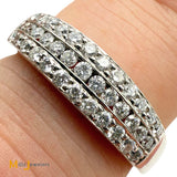 18K White Gold 0.37ctw Diamond 3 Row Band Ring Size 7.75