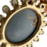 14K Yellow Gold 1.17ct Australian Fire Opal and Diamond Oval Pendant