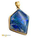 14K Yellow Gold Crazed Asymmetrical Australian Fire Opal Bezel Set Slide Pendant