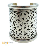 Signed Sterling Silver 925 Giant Wide Overlay Cuff Bracelet